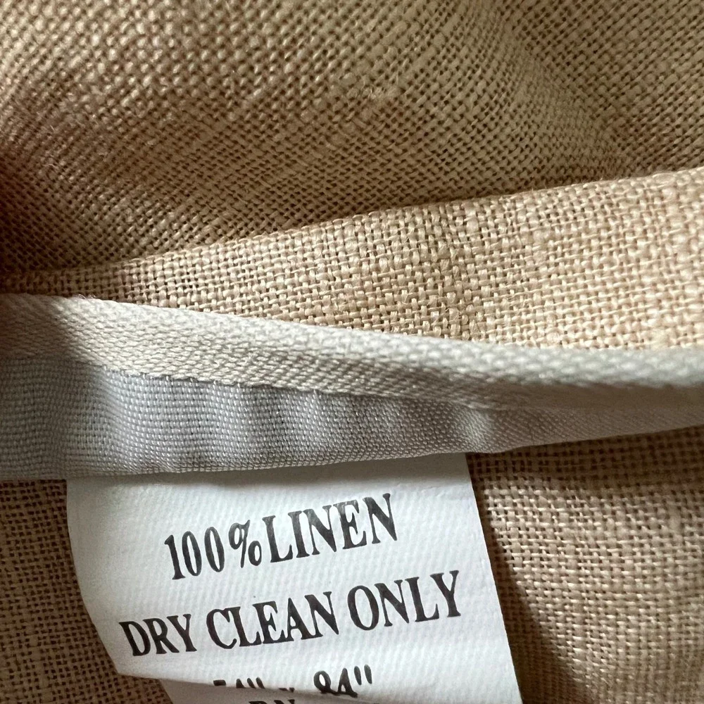 Pottery Barn Linen Curtain Panel 54x84 Tan Tie Top Farmhouse Boho Cottage Earthy